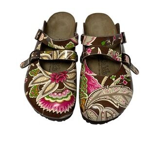 Birki's by Birkenstock Mary Janes Mule Clogs‎ EU 36 US 5.5 Floral Brown Hippie